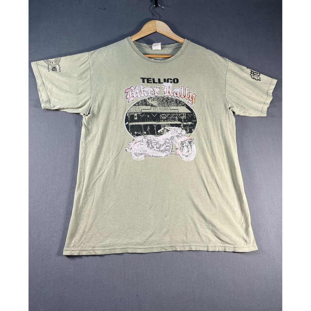 Vintage Anvil Tellico Biker Rally MTN. Saloon T Shirt Distressed Sz Large